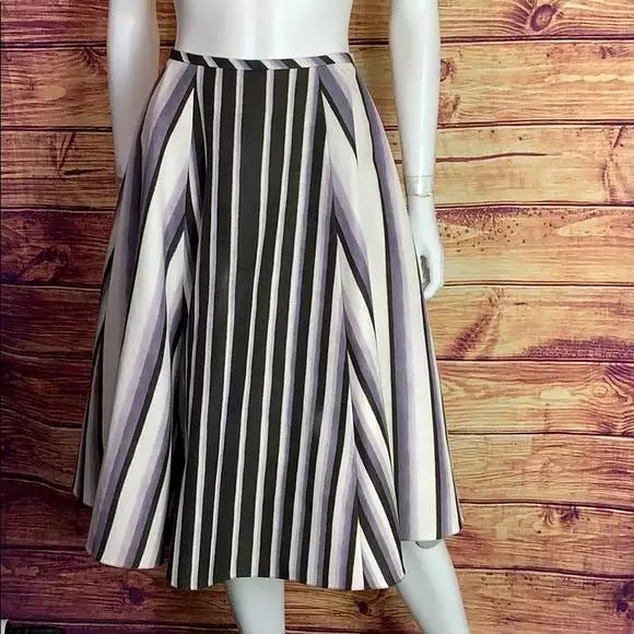 JasonWuLilac & Brown Stripe Flare Midi Skirt