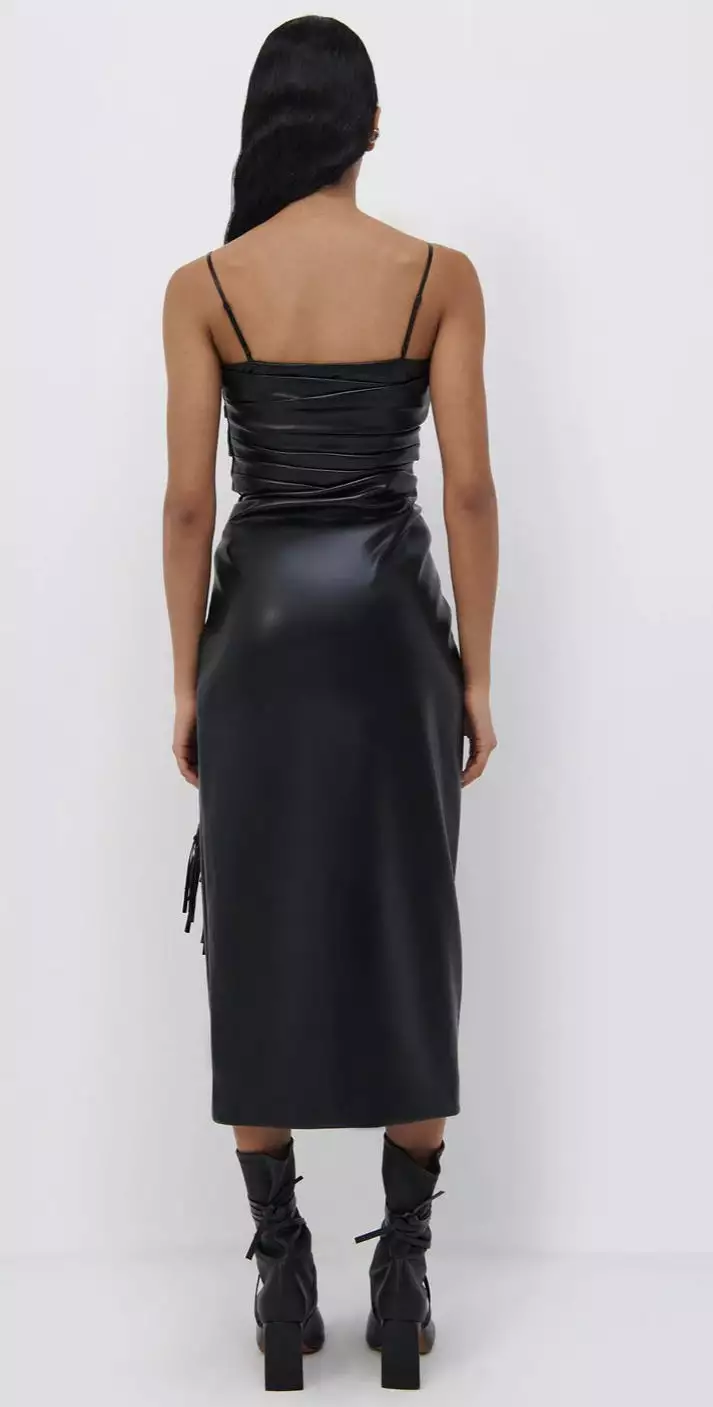 Jonathan Simkhai - Imara Vegan Leather Bustier Top - Black