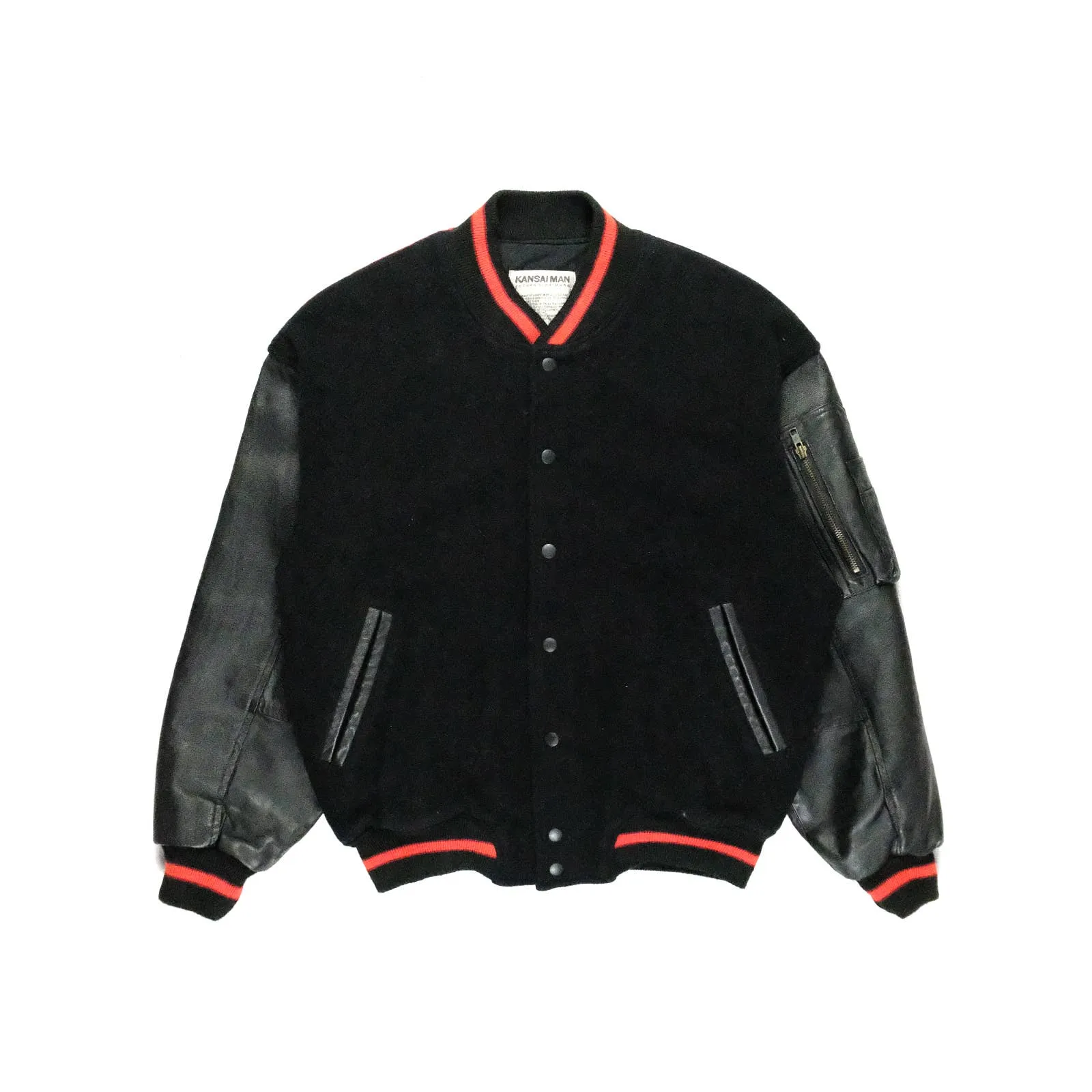 Leather Colorblock Varsity Jacket