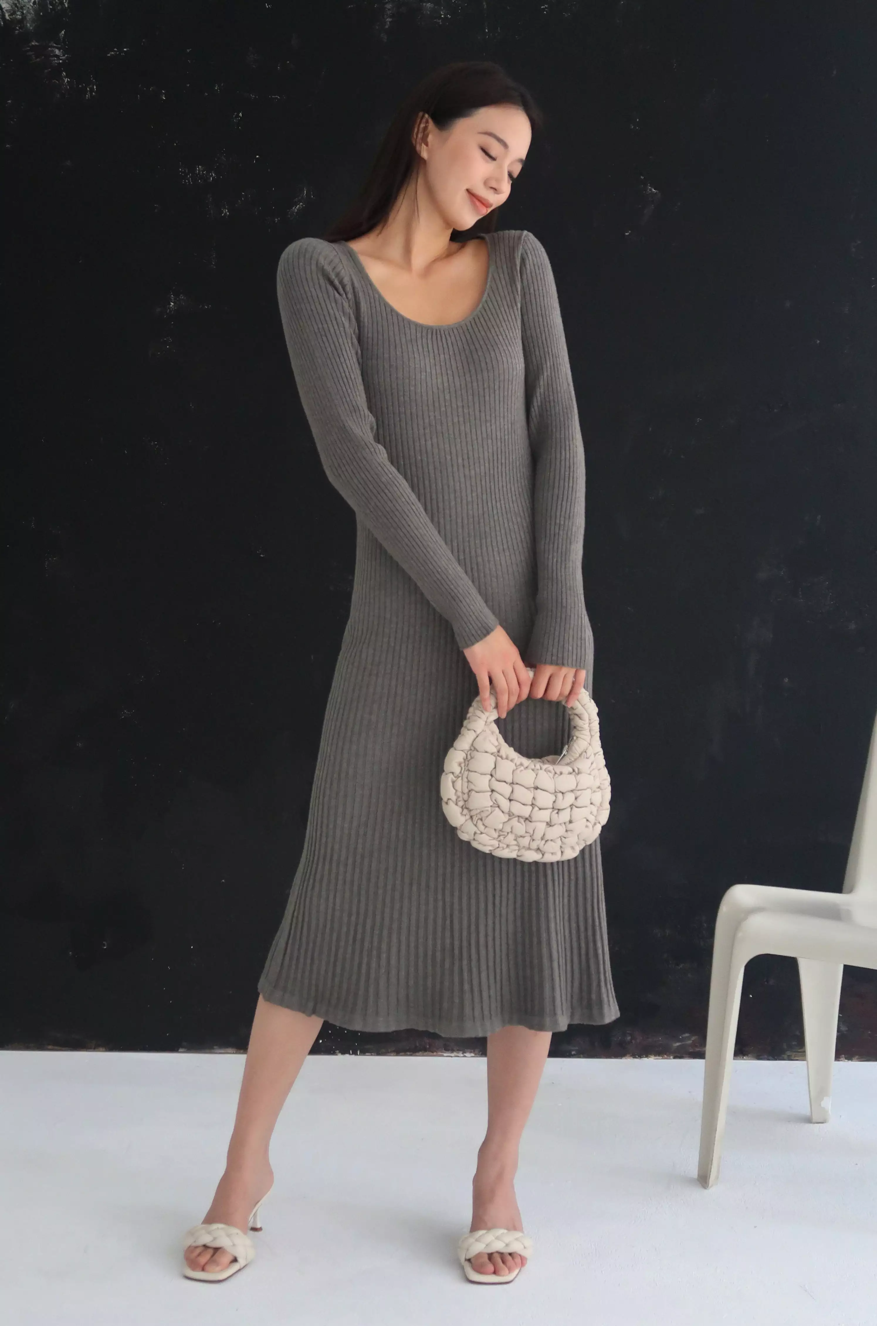 Leave it to me V neck knit dress