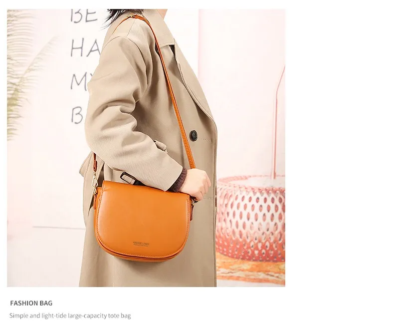 Luxury Fashion Crossbody Semicircle Saddle Soft PU Leather Women's Shoulder Bags