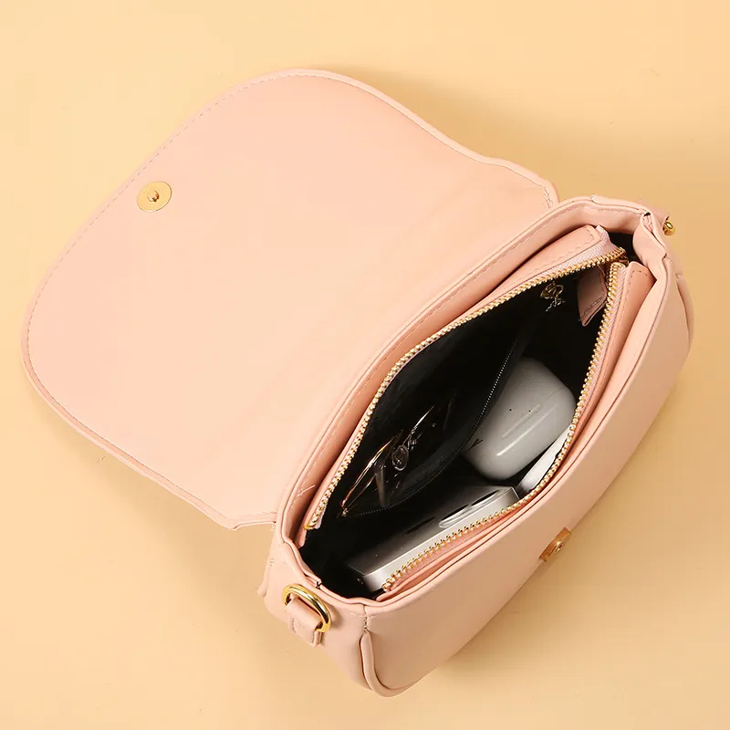 Luxury Fashion Crossbody Semicircle Saddle Soft PU Leather Women's Shoulder Bags