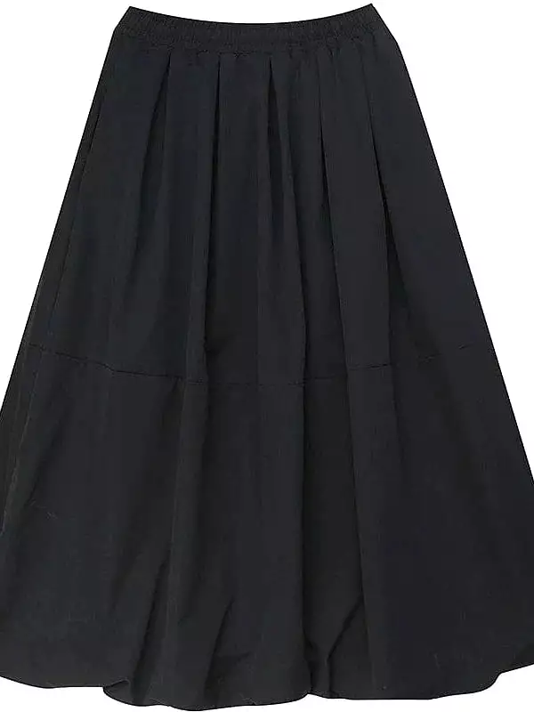 Maxi Black Chiffon Skirt with Drawstring Pocket - Plus Size