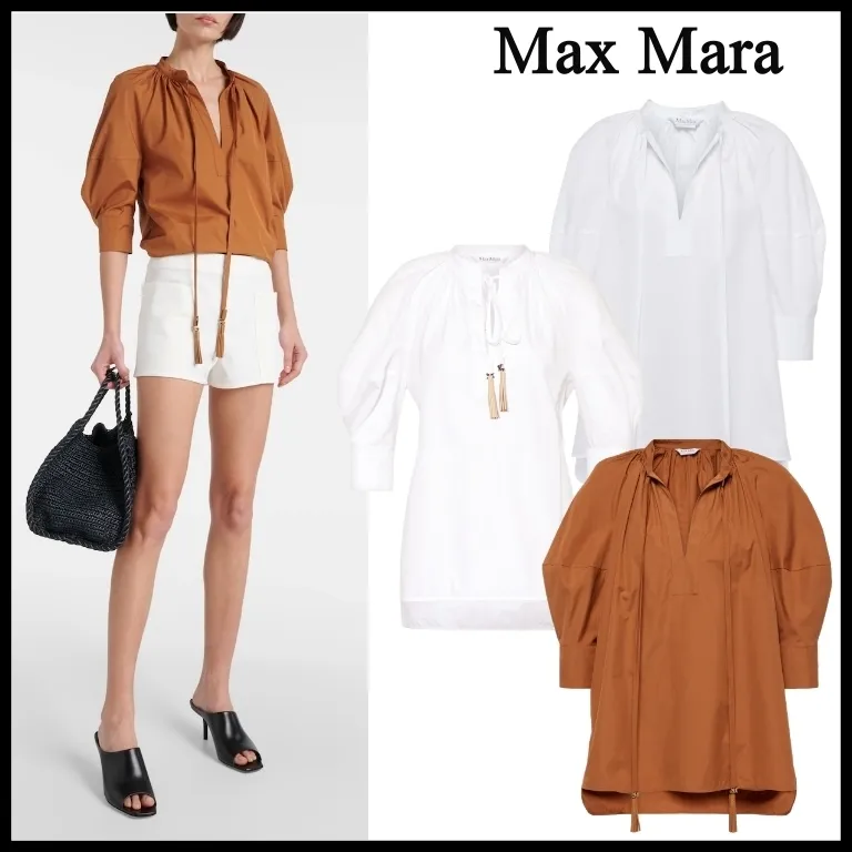 MaxMara  |Cropped Plain Cotton Office Style Elegant Style