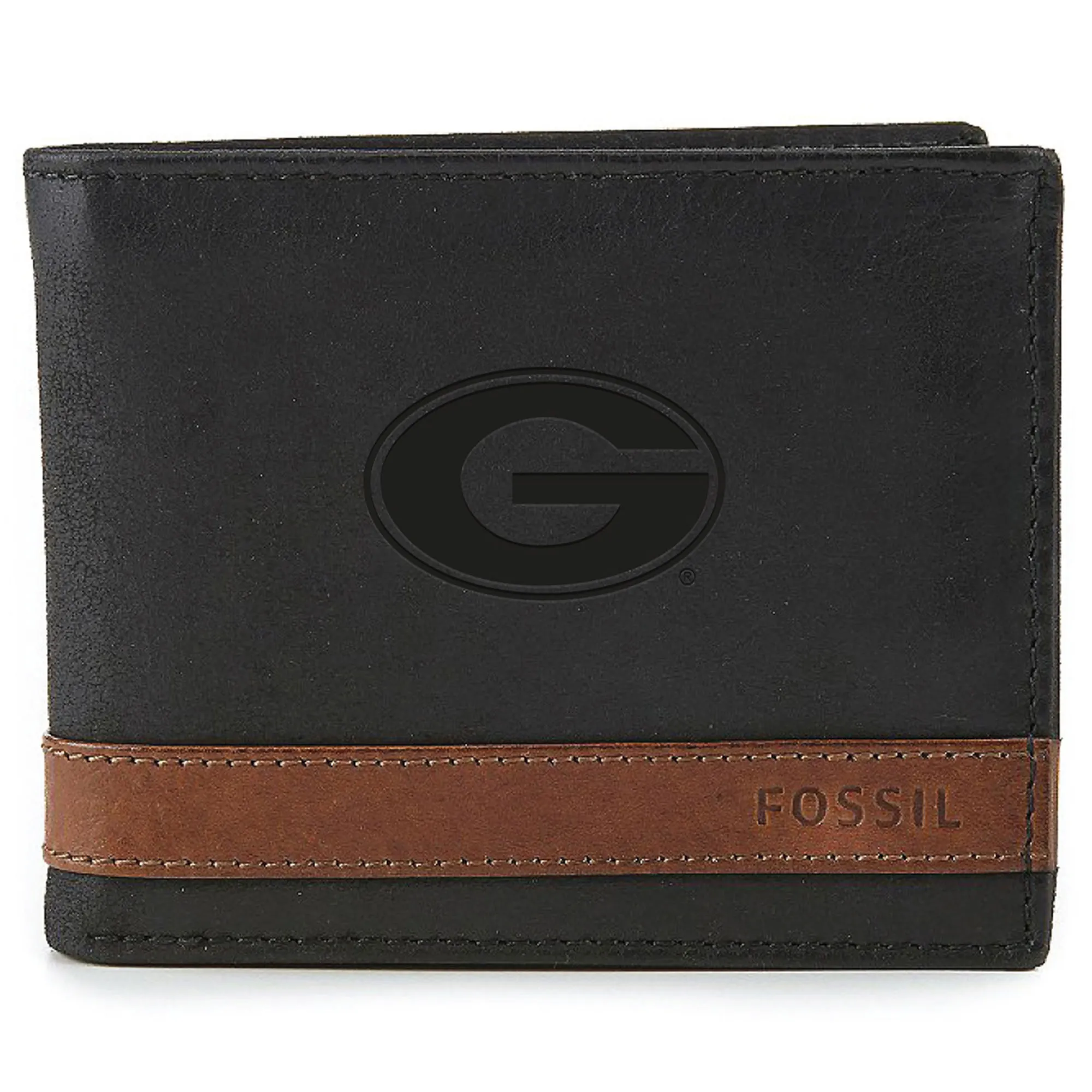 Men's Fossil  Black Georgia Bulldogs Quinn Flip ID Bifold Wallet