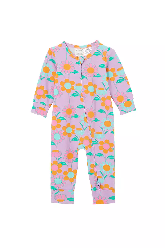 Milky Daisy Zip Romper