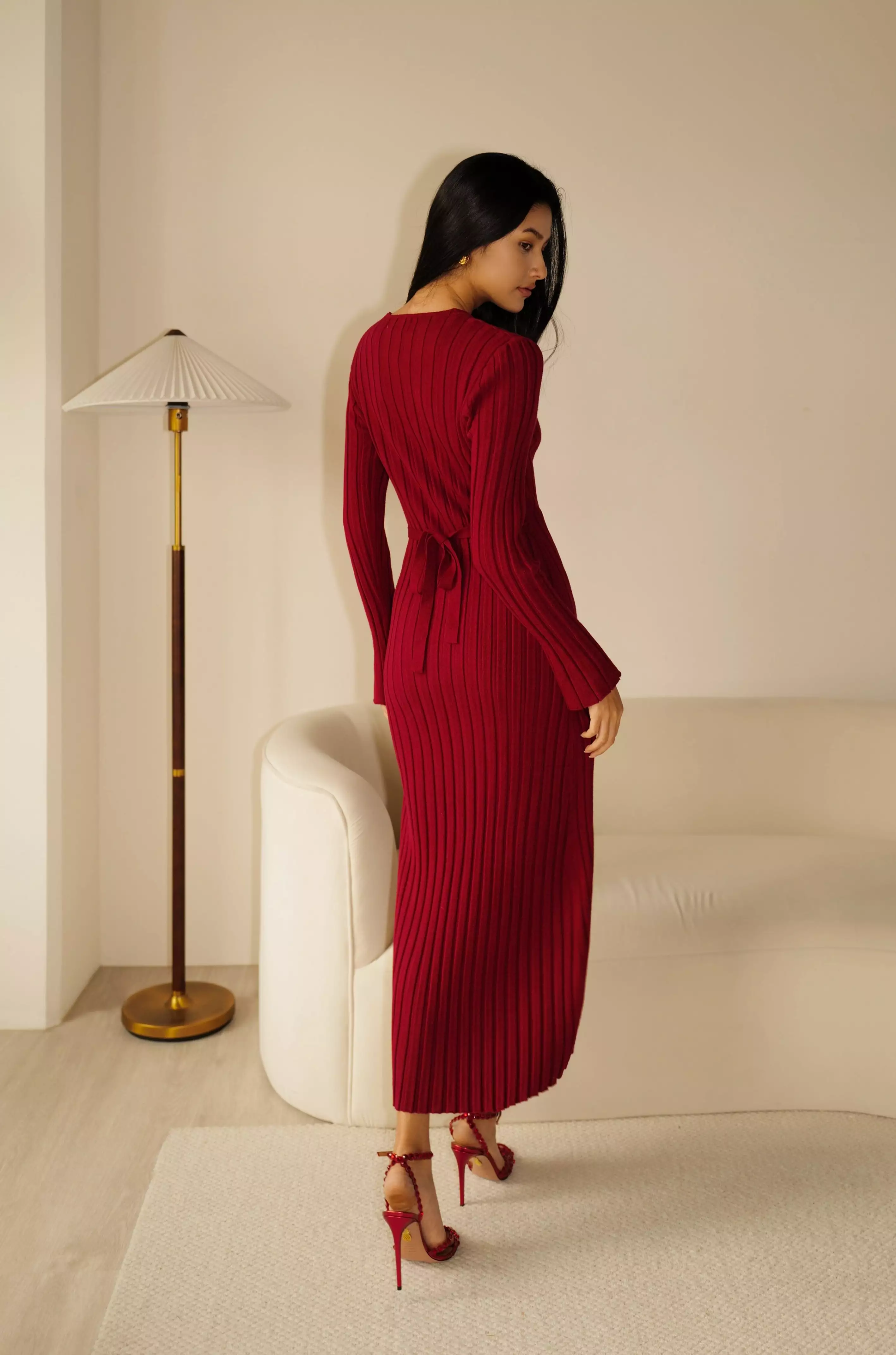 My natural beauty maxi knit dress (red/white)