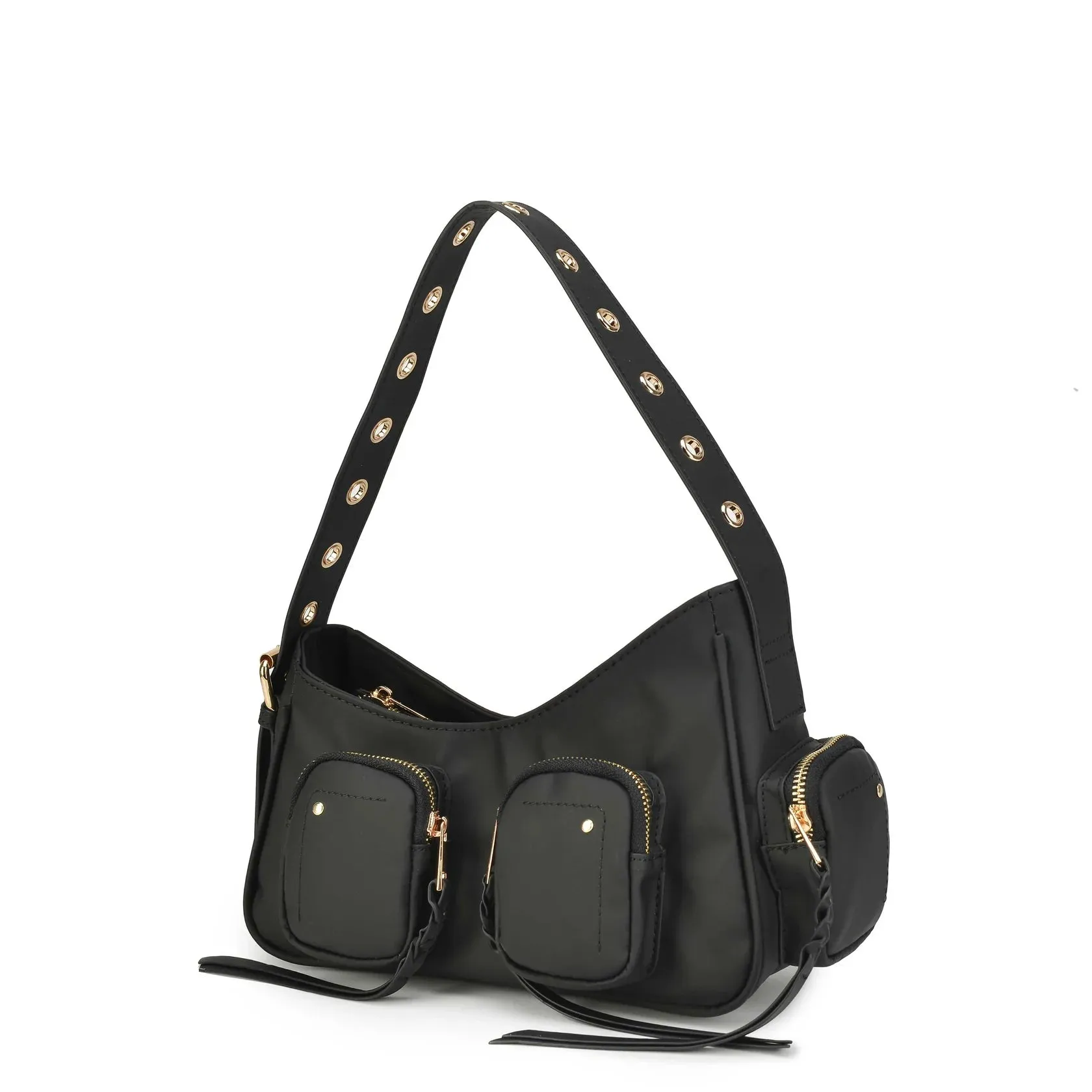 NUNOO | SHOULDER BAGS MUJER | JENNIFER POCKET BAMBOO BLACK W. GOLD BLACK | NEGRO