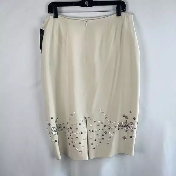 NWT Lafayette148 Cream w Beads Silk Skirt