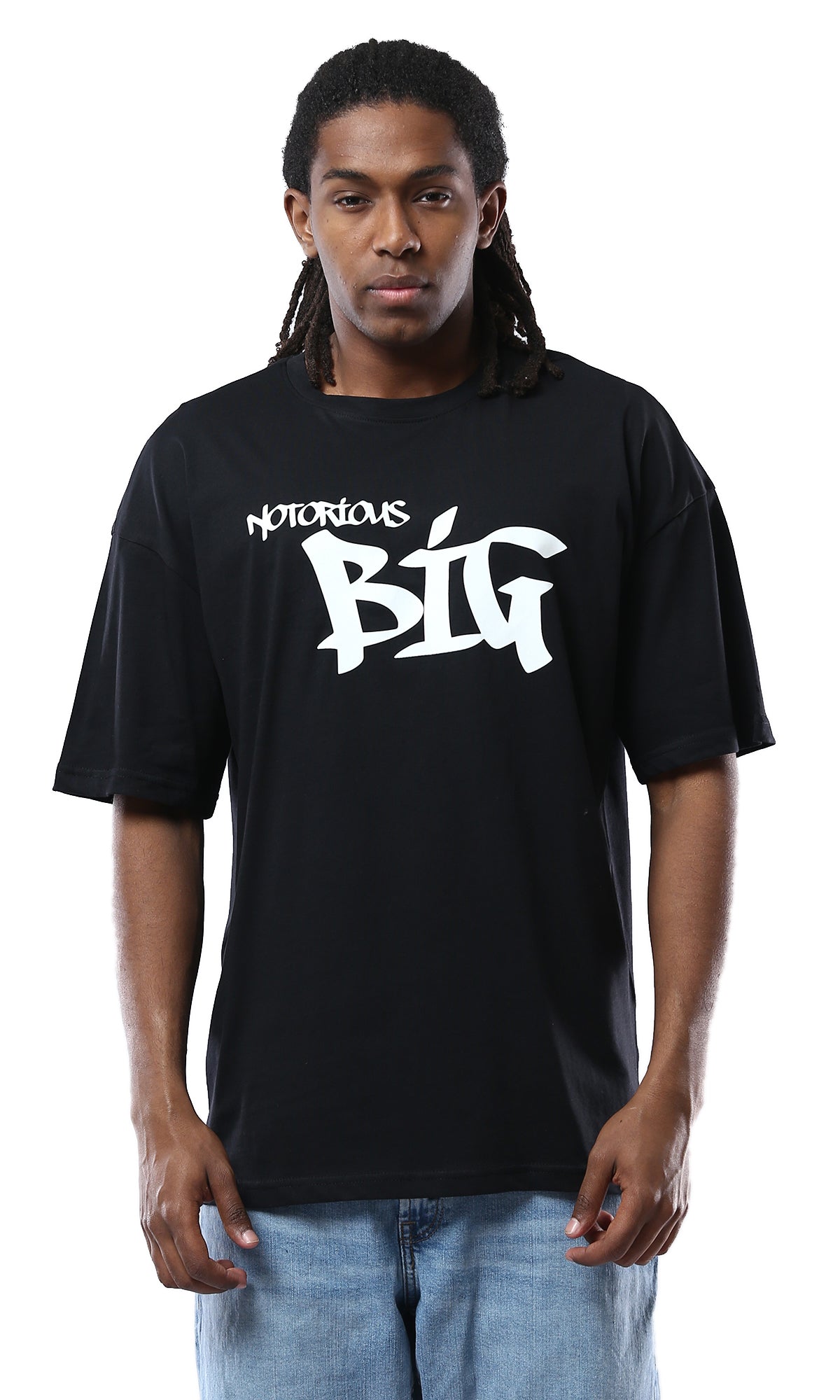 O178391 Notorious Big Elbow-Sleeves Slip On Black Tee