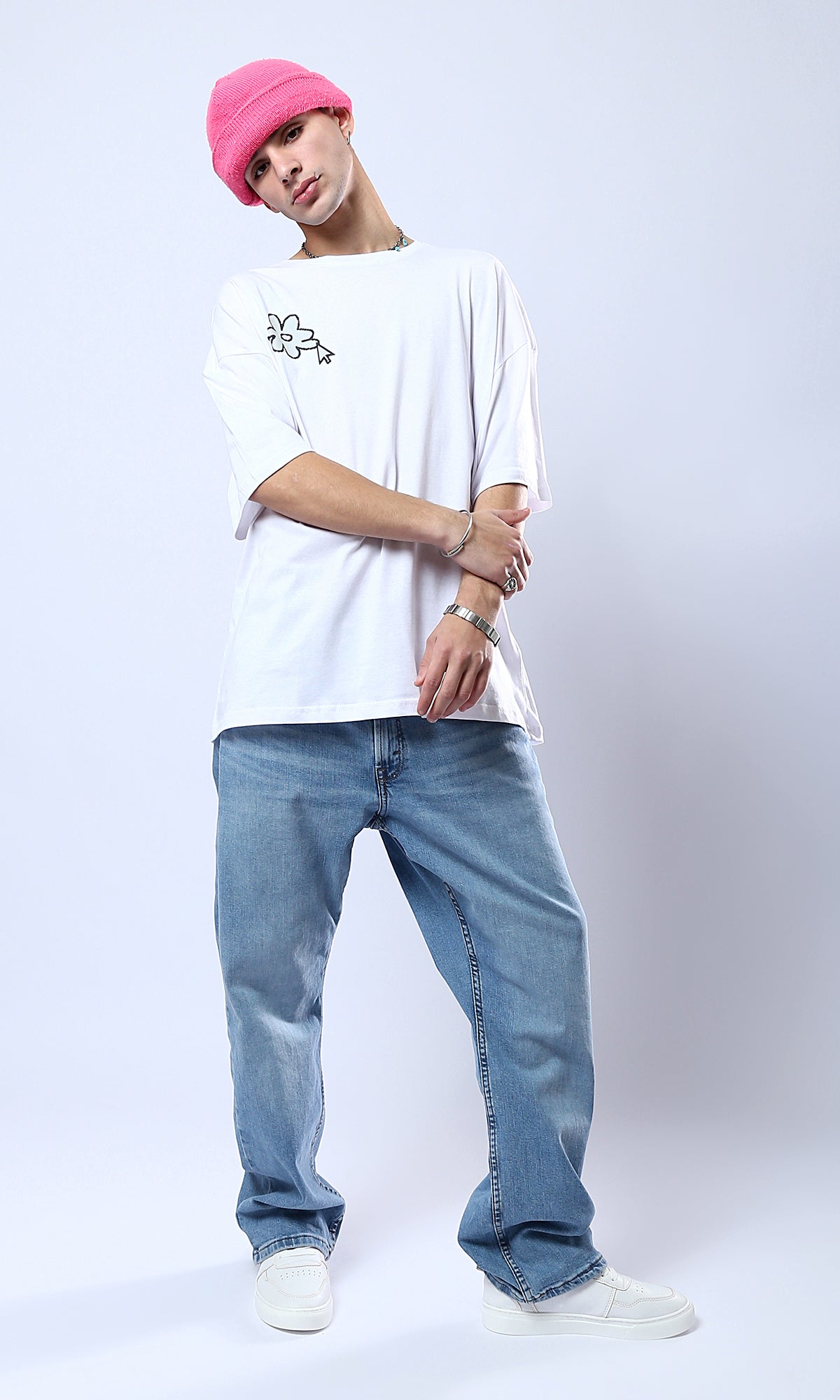 O178404 Iam Just A Happy Guy White Rayon Tee