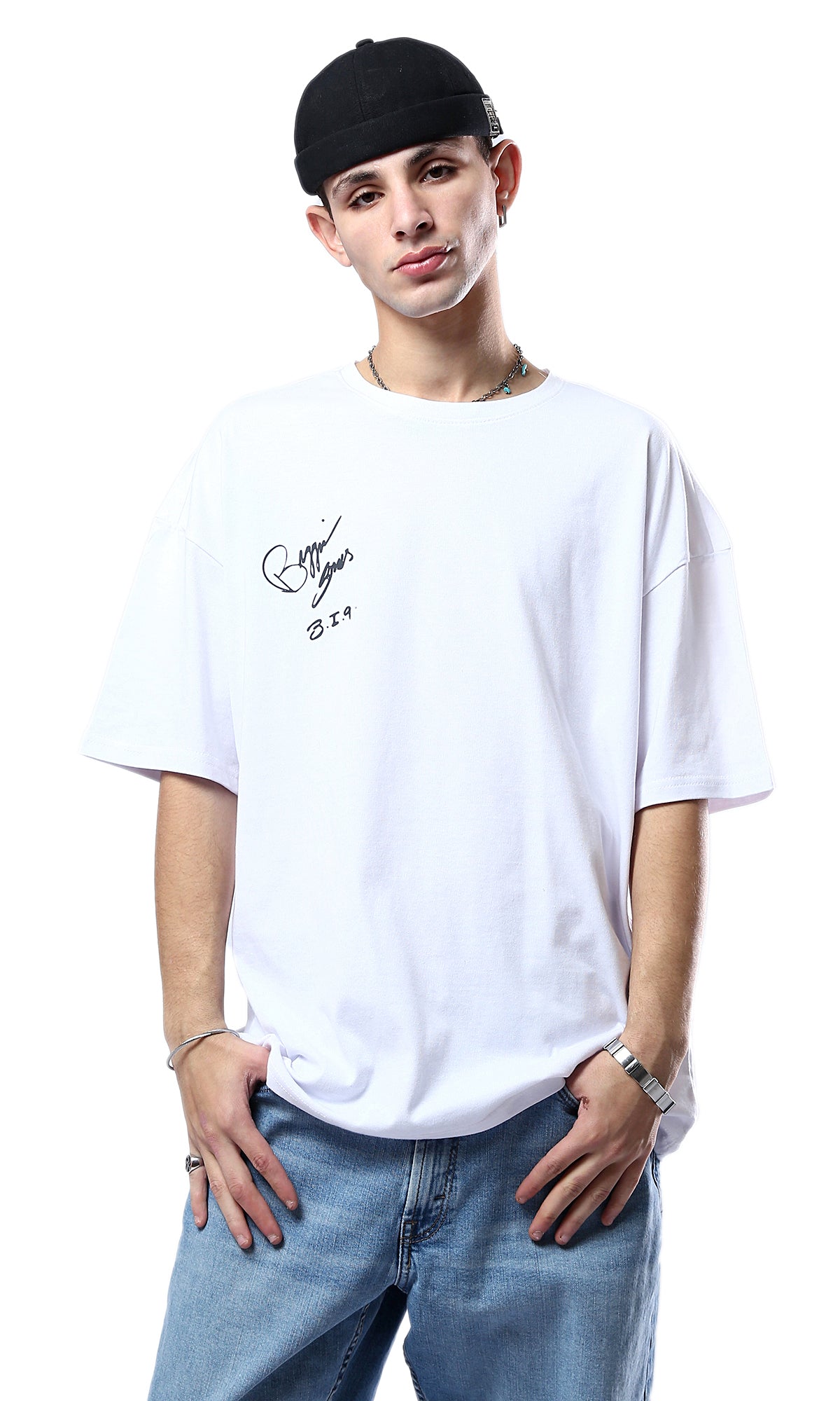 O178406 Crew Neck Slip On White Casual Tee