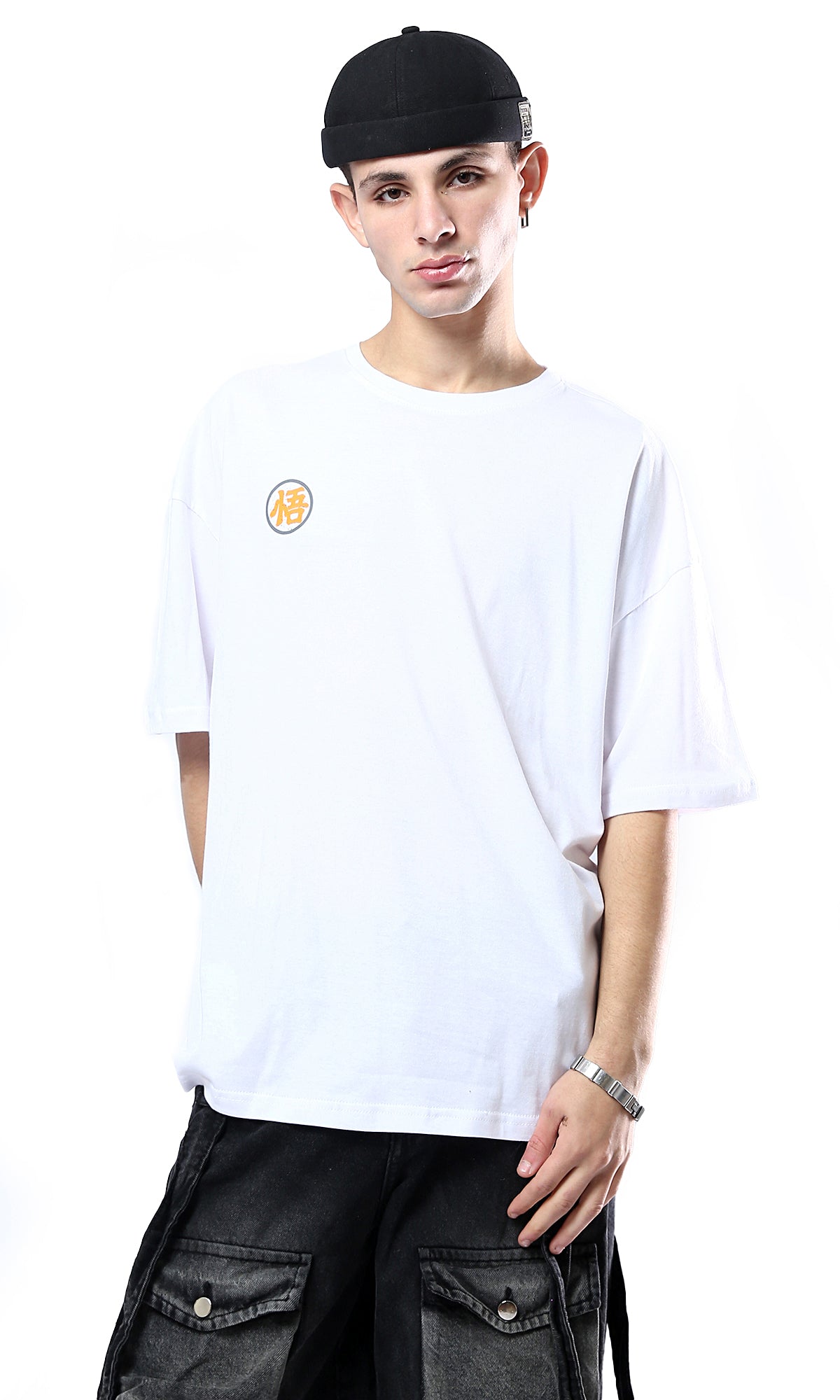 O178411 Printed Dragon Ball White Elbow-Sleeves Tee