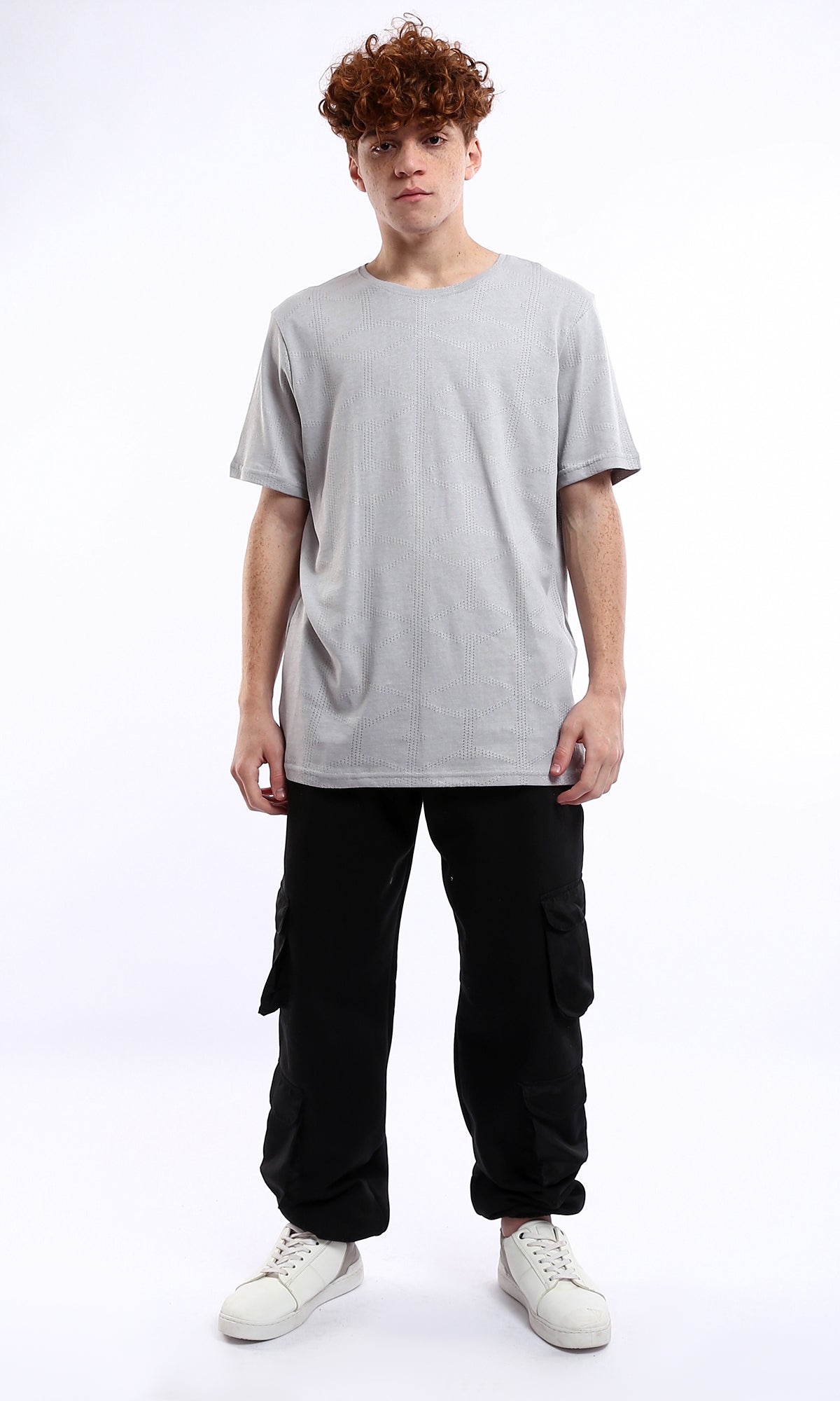 O178559 Short Sleeves Perforated Lightweight Grey Tee