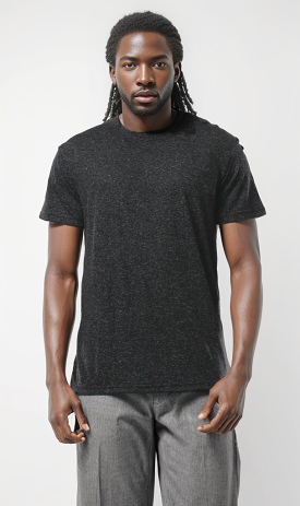 O178871 Heather Black Crew Neck Lightweight Summer Tee