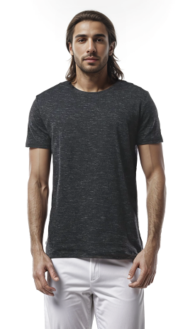 O178875 Heather Black Crew Neck Slip On Tee