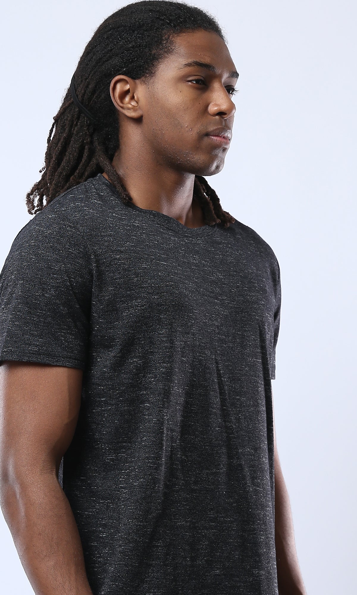 O178875 Heather Black Crew Neck Slip On Tee