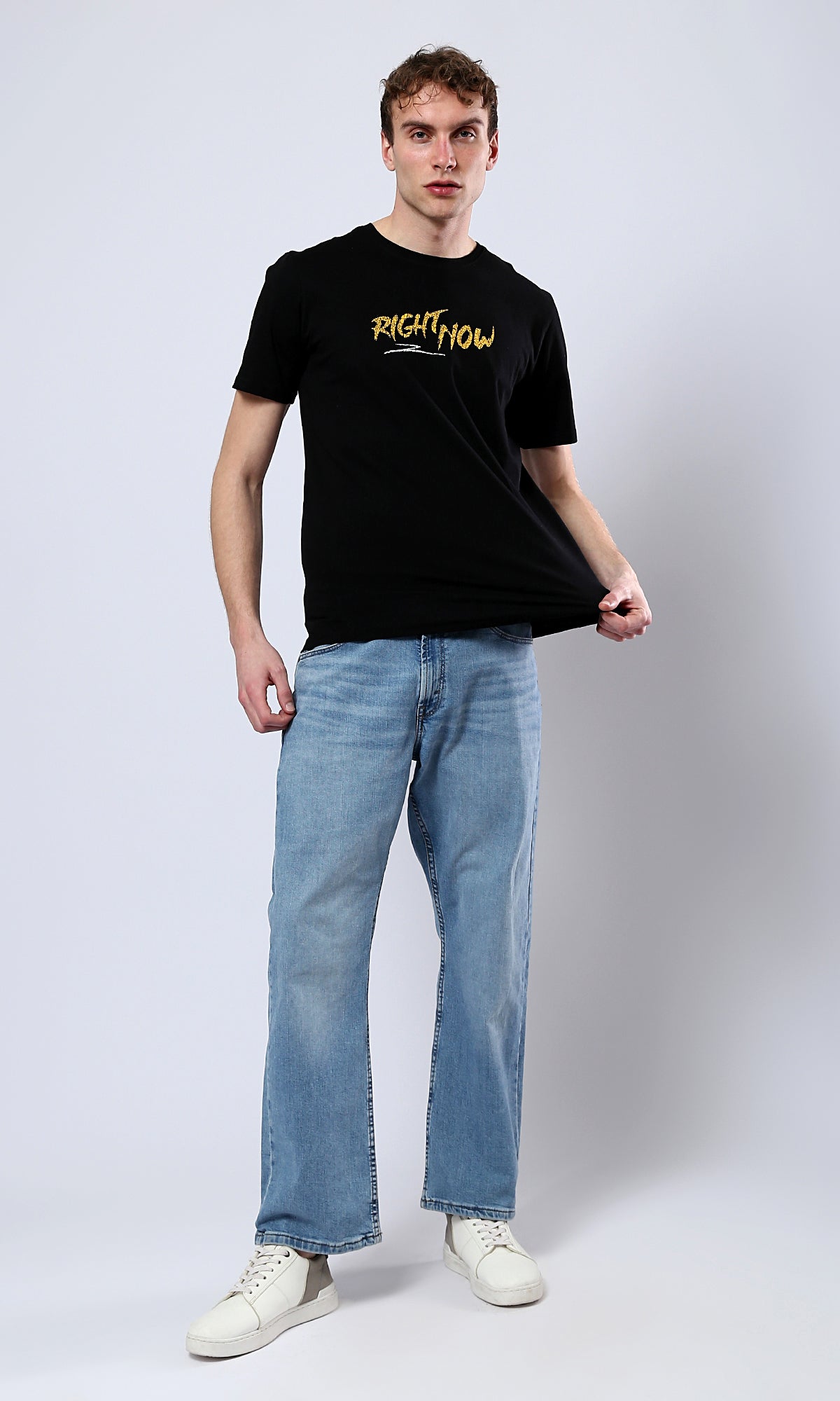 O178911 Printed Right Now Black Casual Tee