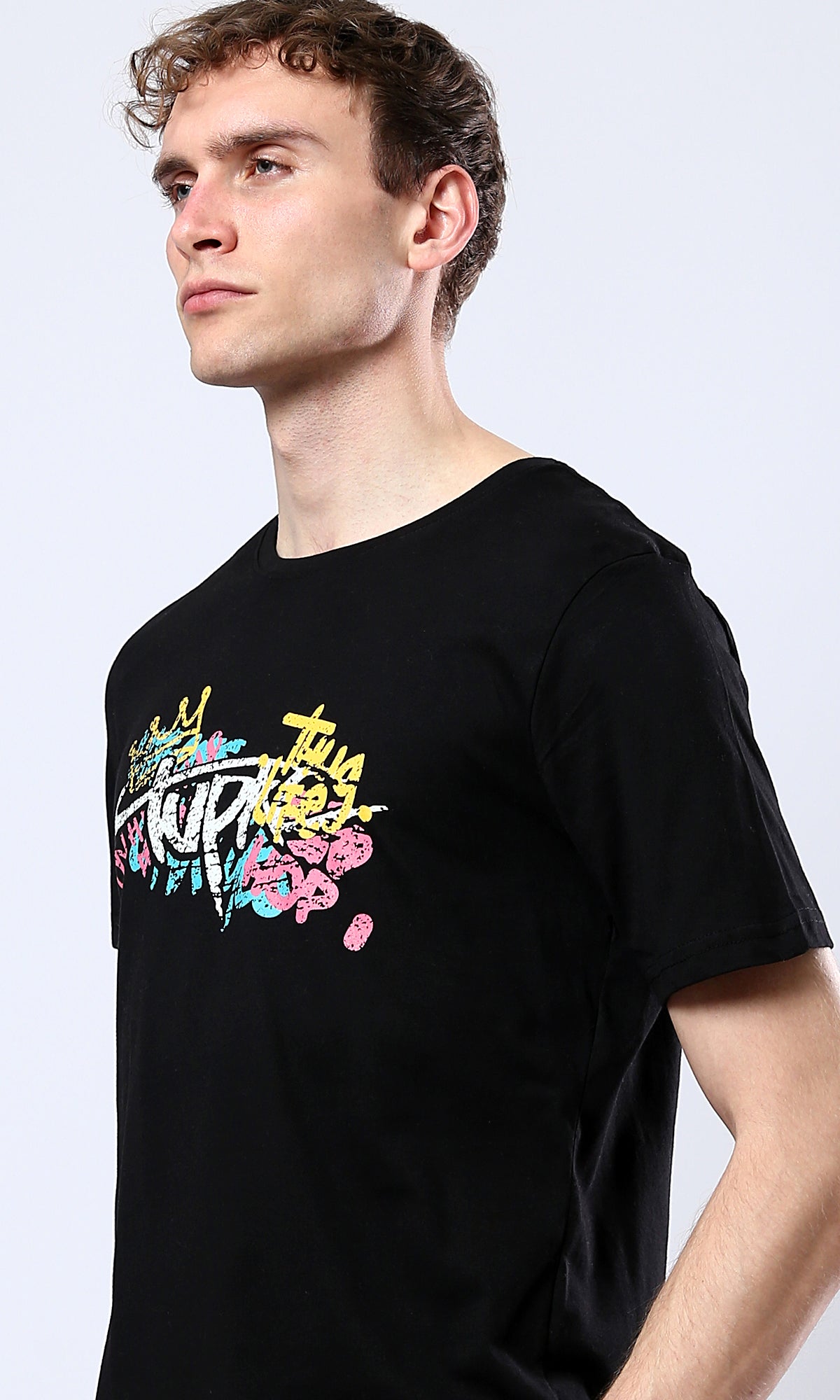 O178919 Short Sleeves Black Summer Printed Tee