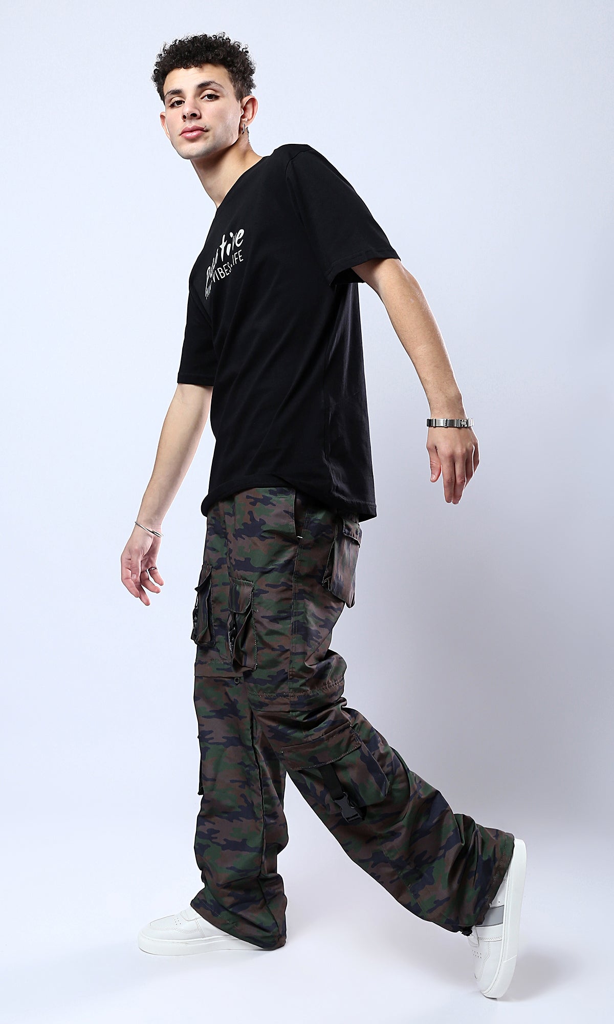 O178972 Slip On Black Printed Positive Tee