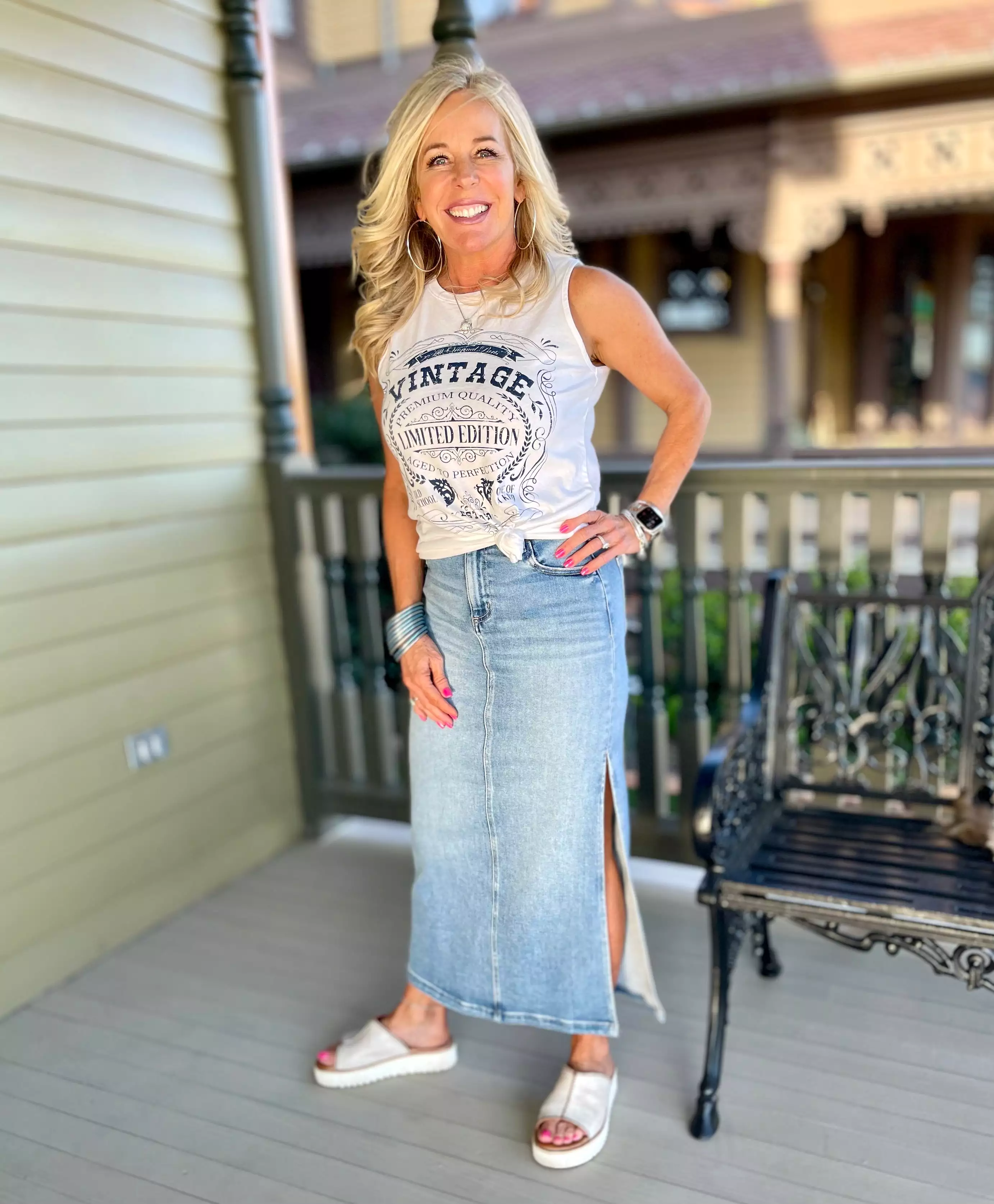 Peyton Denim Skirt w/Slit