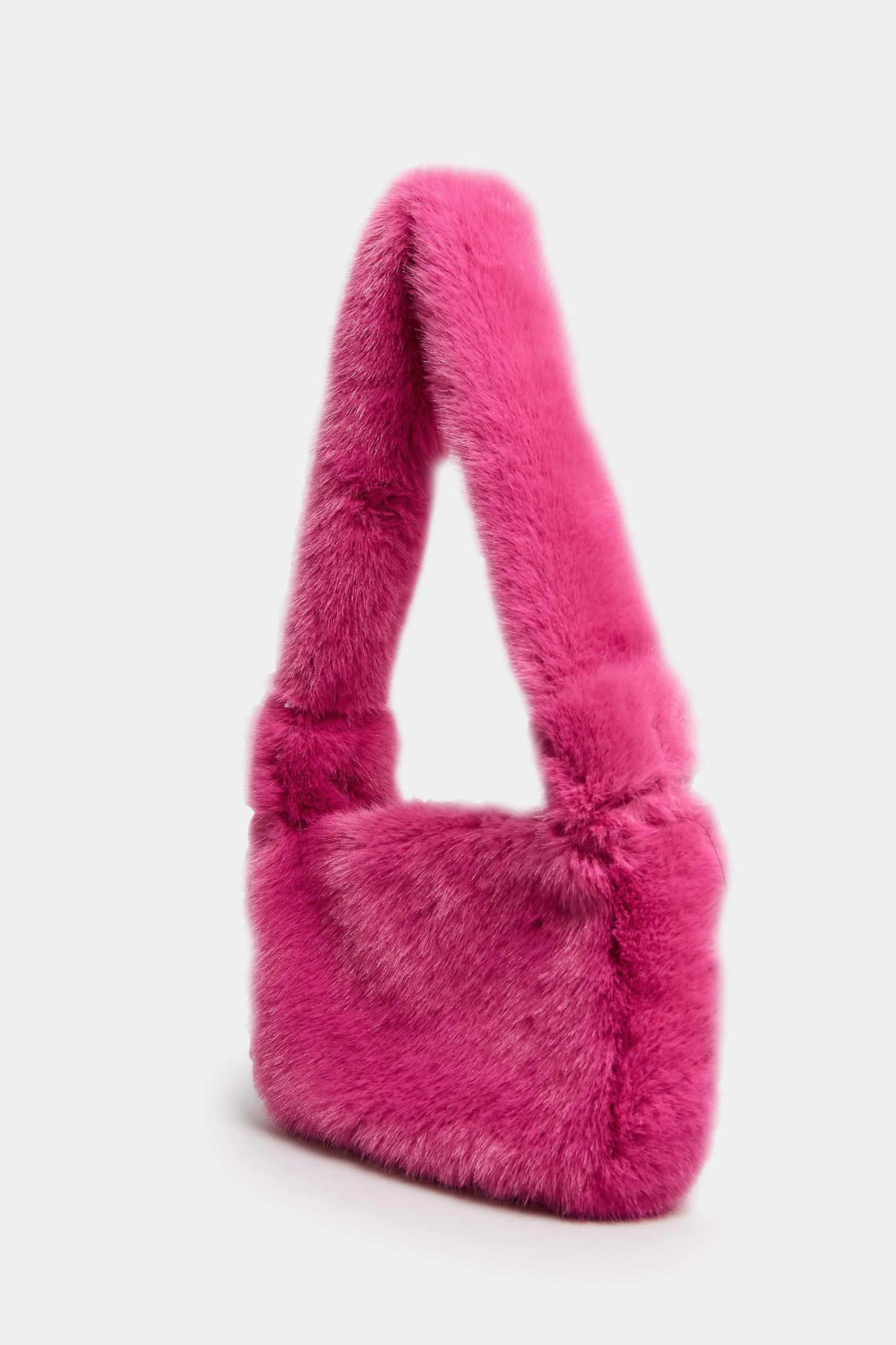 Pink Faux Fur Knot Handle Bag