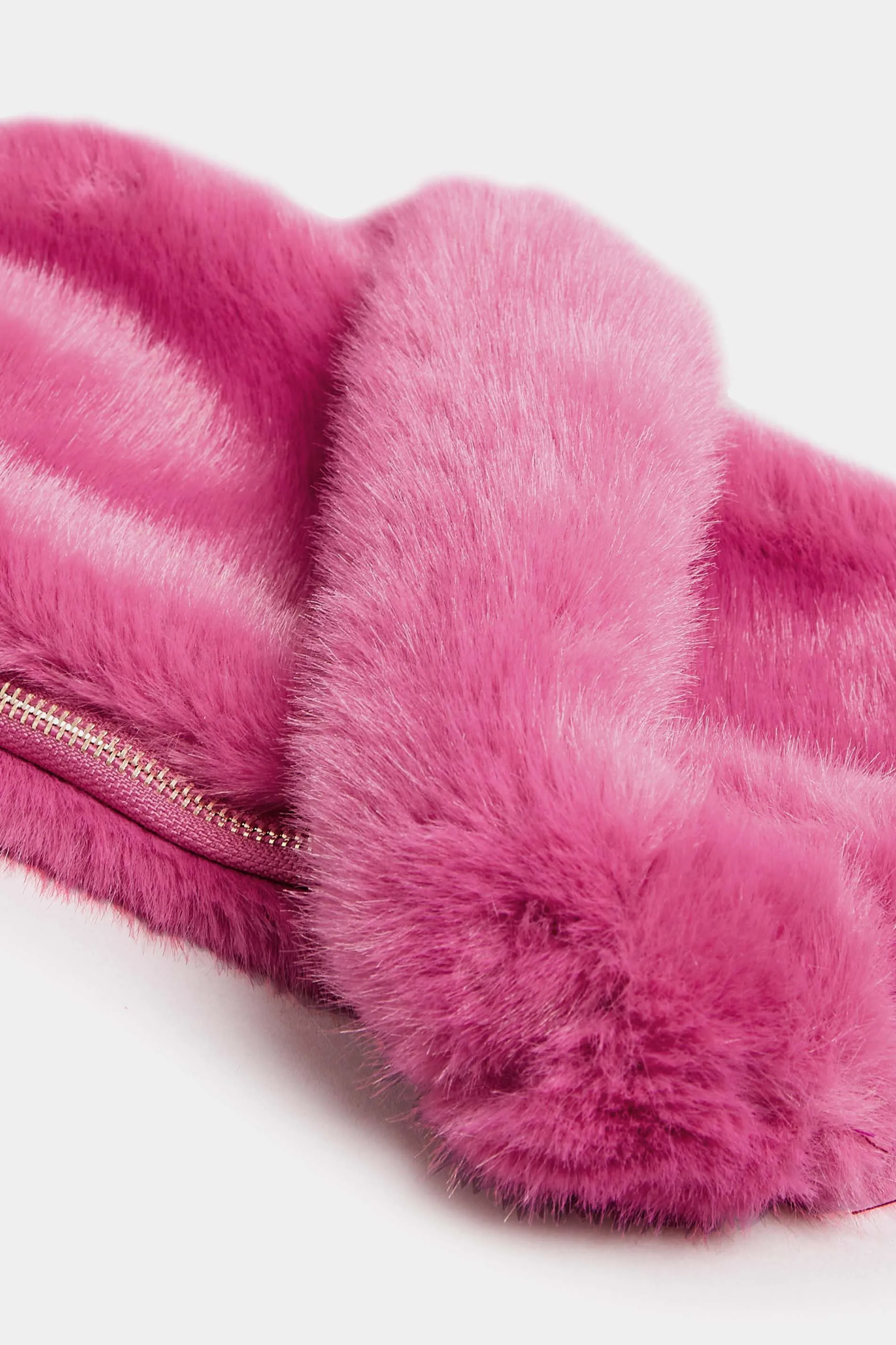 Pink Faux Fur Knot Handle Bag