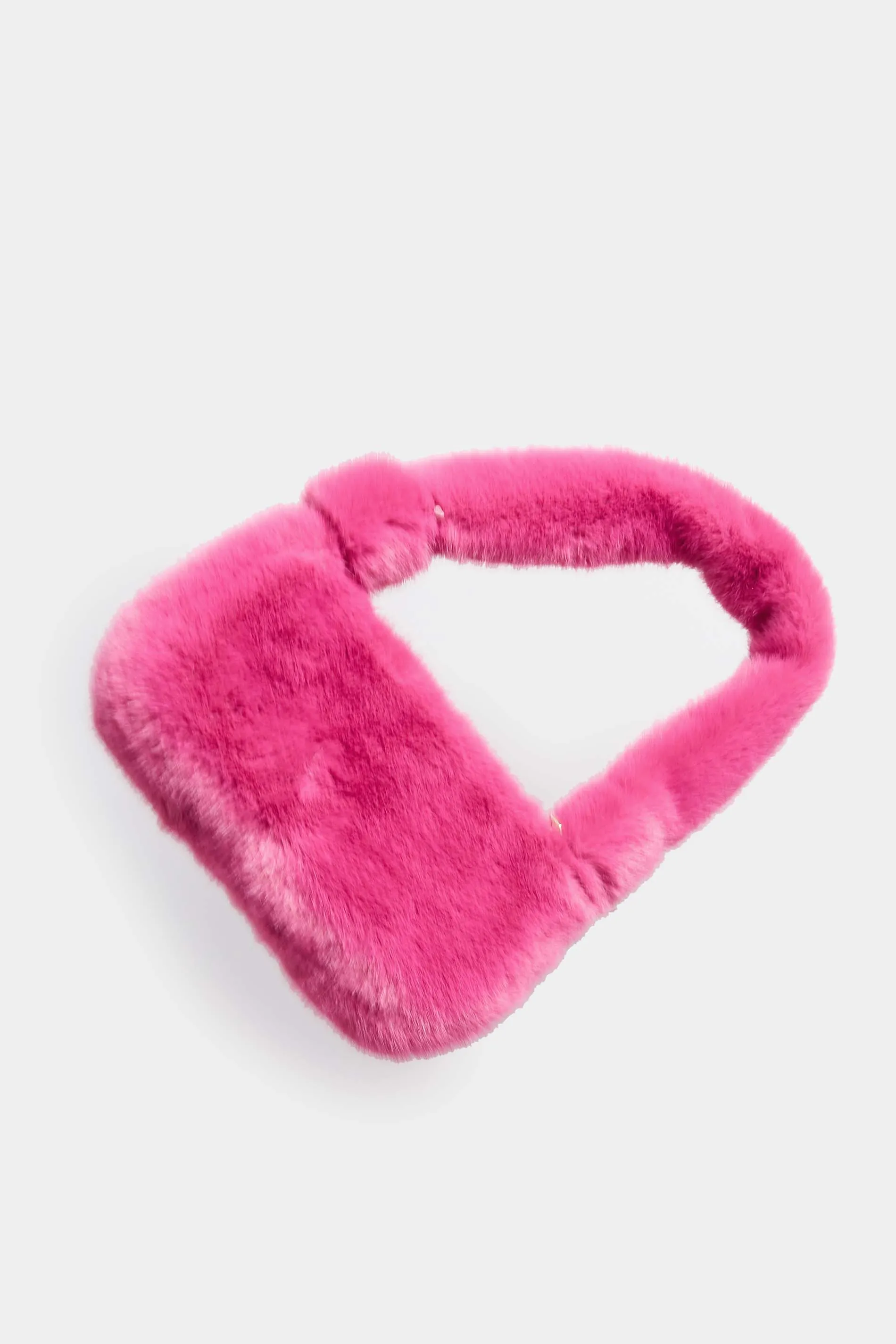 Pink Faux Fur Knot Handle Bag