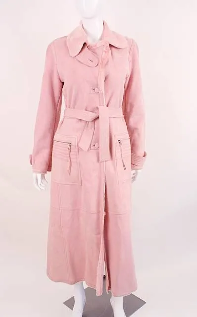 Pink Shearling Full Length Coat