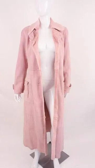 Pink Shearling Full Length Coat