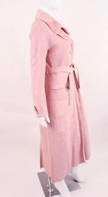 Pink Shearling Full Length Coat