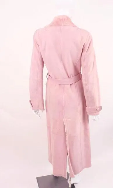 Pink Shearling Full Length Coat