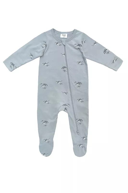 PNW Baby Footed Zip Romper- Orca