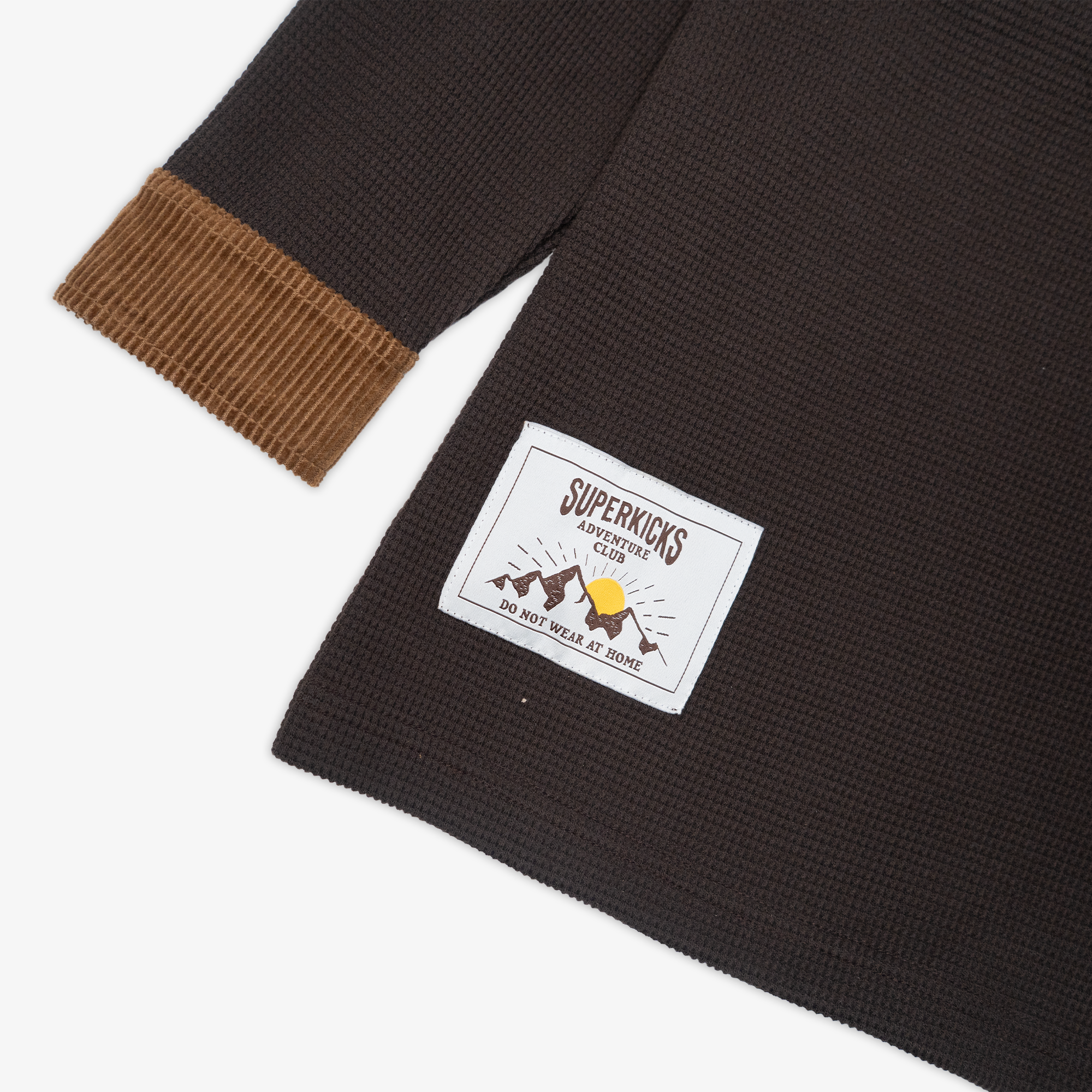 POLO: WAFFLE KNIT WITH CORDUROY DETAILS 'BROWN'