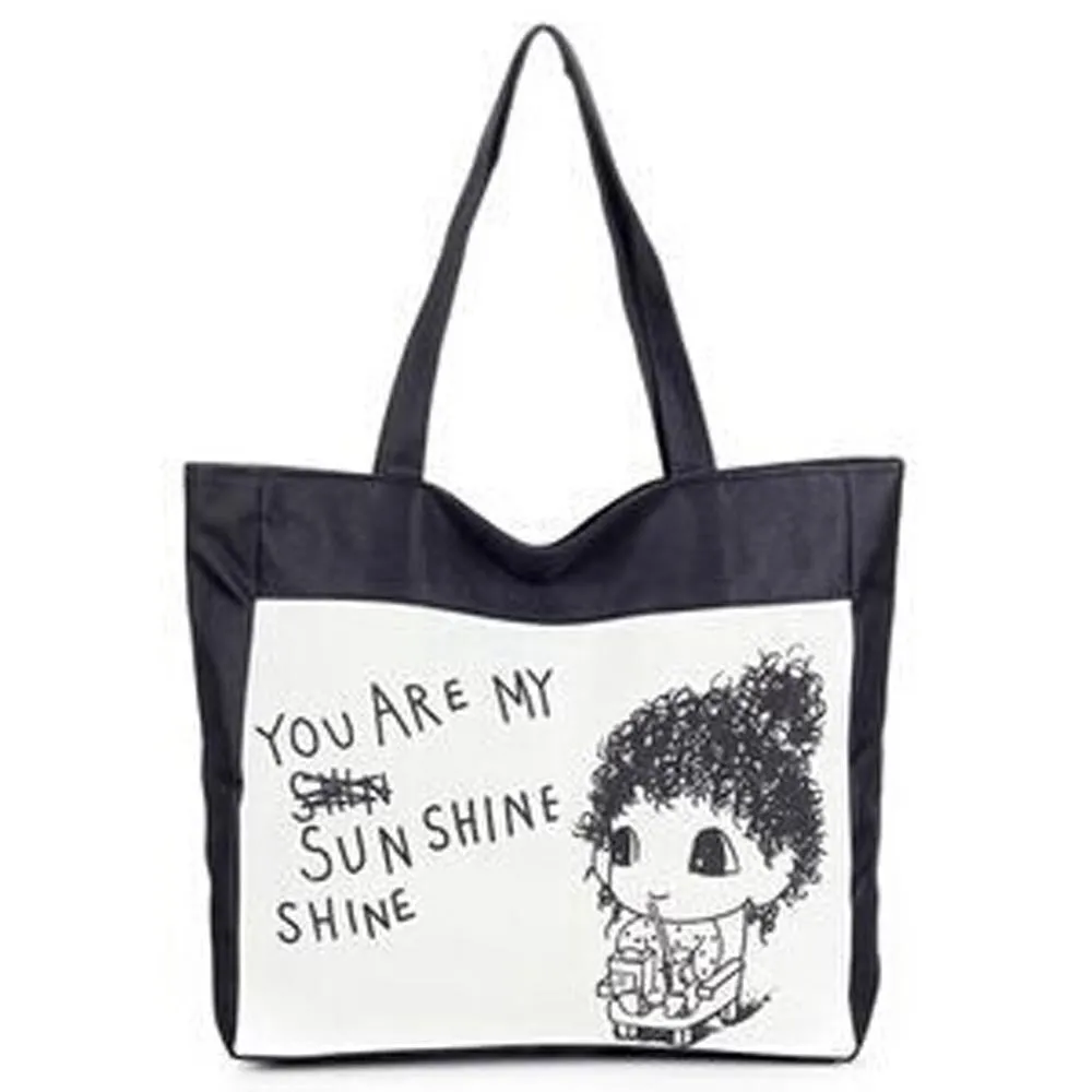 Printing Canvas Girl Shopping Shoulder Bags Women Messenger Bags Tote Hbags Women's Bolsas