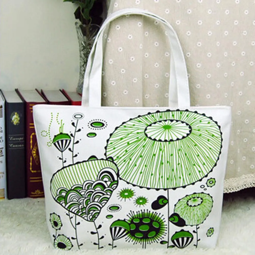 Printing Canvas Girl Shopping Shoulder Bags Women Messenger Bags Tote Hbags Women's Bolsas