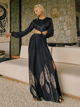 Rahma Dress - Palms Noir