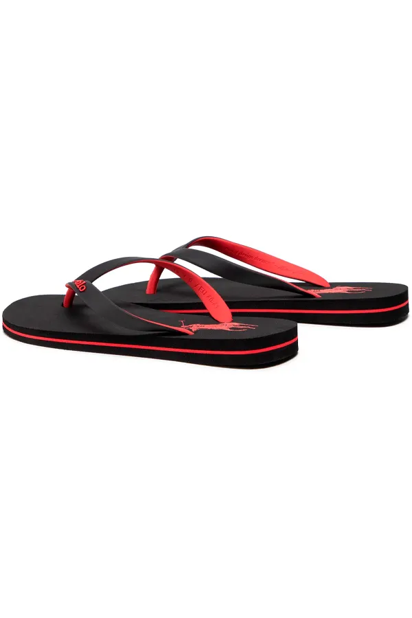 Ralph Lauren Flip-Flops Pony Logo Black