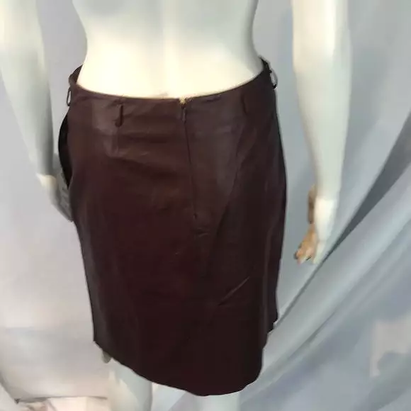 Robert Rodriquez Burgundy Soft Leather Wrap Skirt