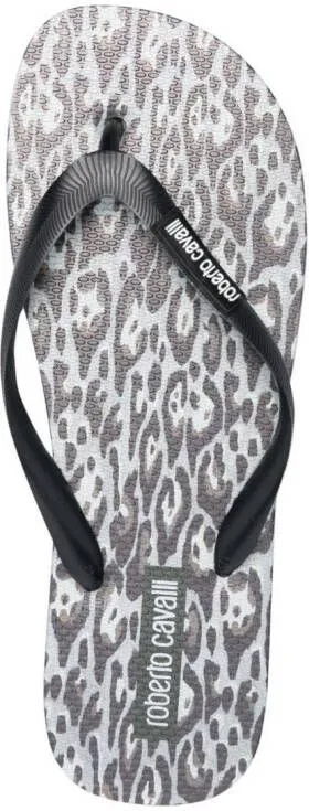 Roberto Cavalli leopard-print flip flops Black