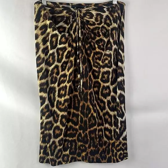 RobertoCavalli Animal Print Drape Tie Front Skirt