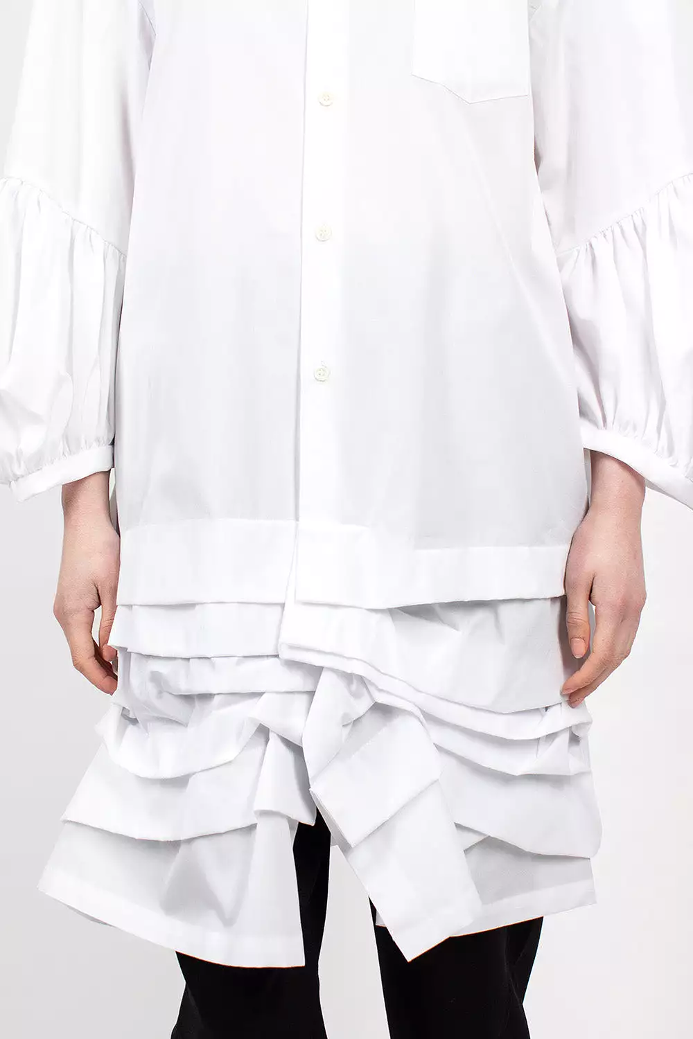 Ruffle Shirt Dress White