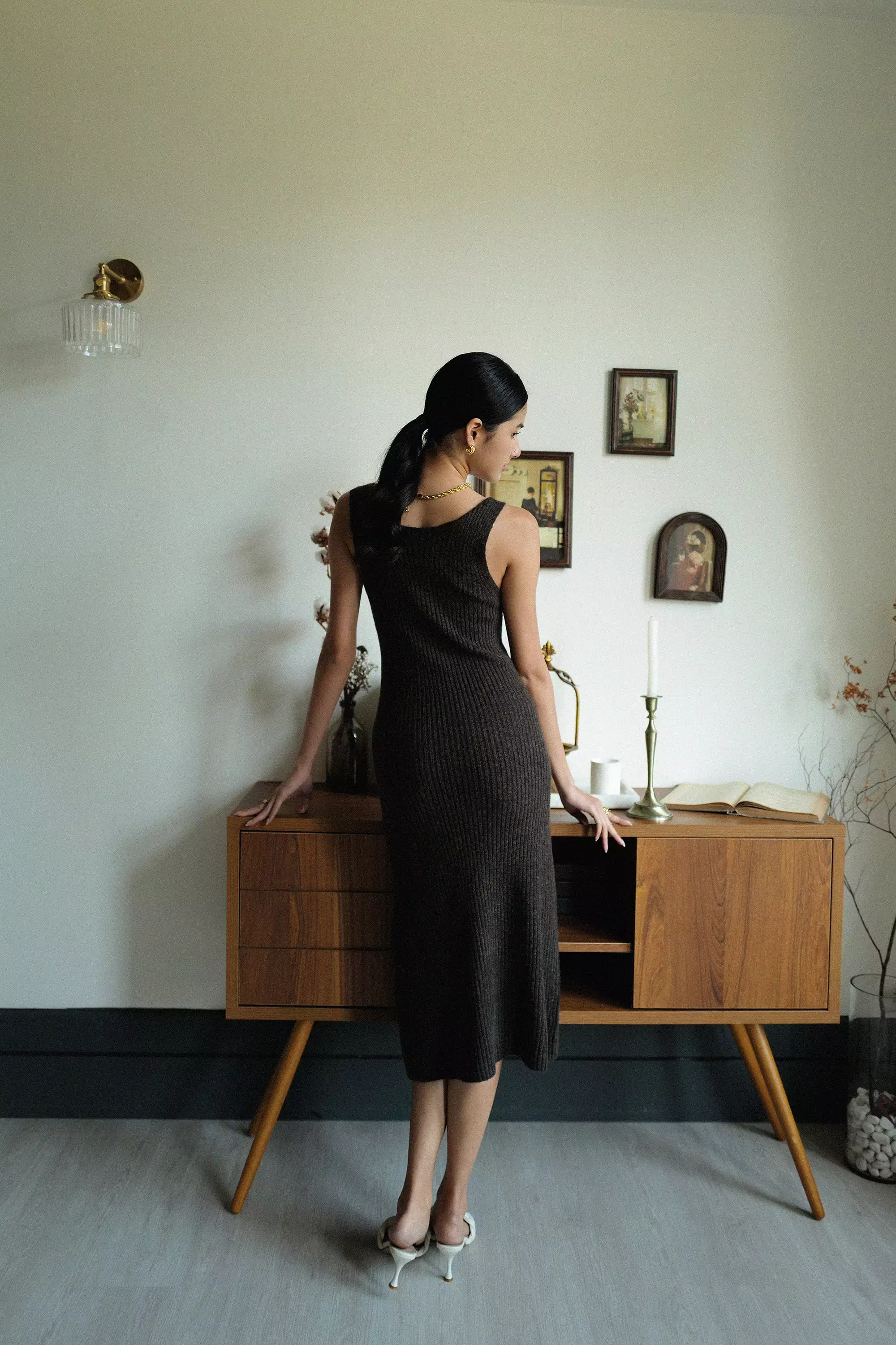 Safari knit dress in brown