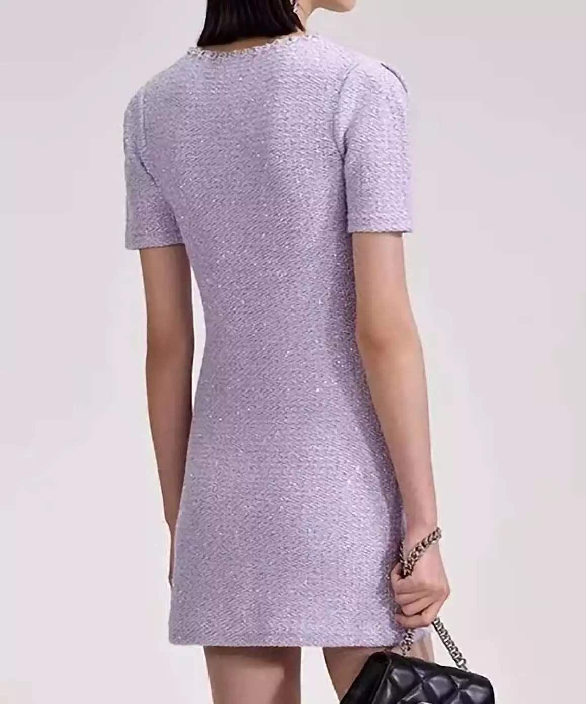 Sequin Short Knit Dress In Lavender