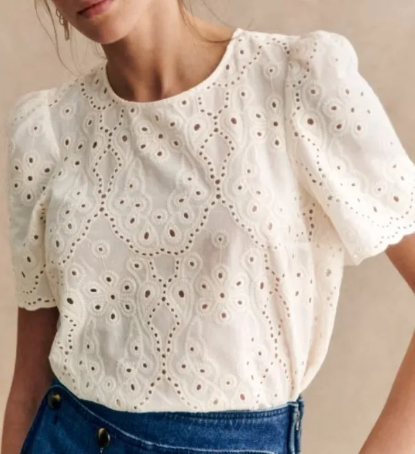 SEZANE  |Plain Short Sleeves Logo Shirts & Blouses