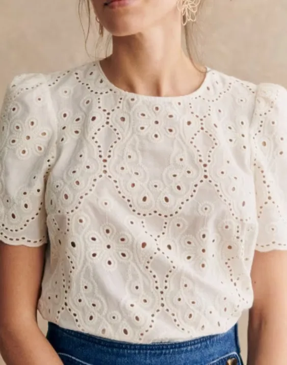 SEZANE  |Plain Short Sleeves Logo Shirts & Blouses