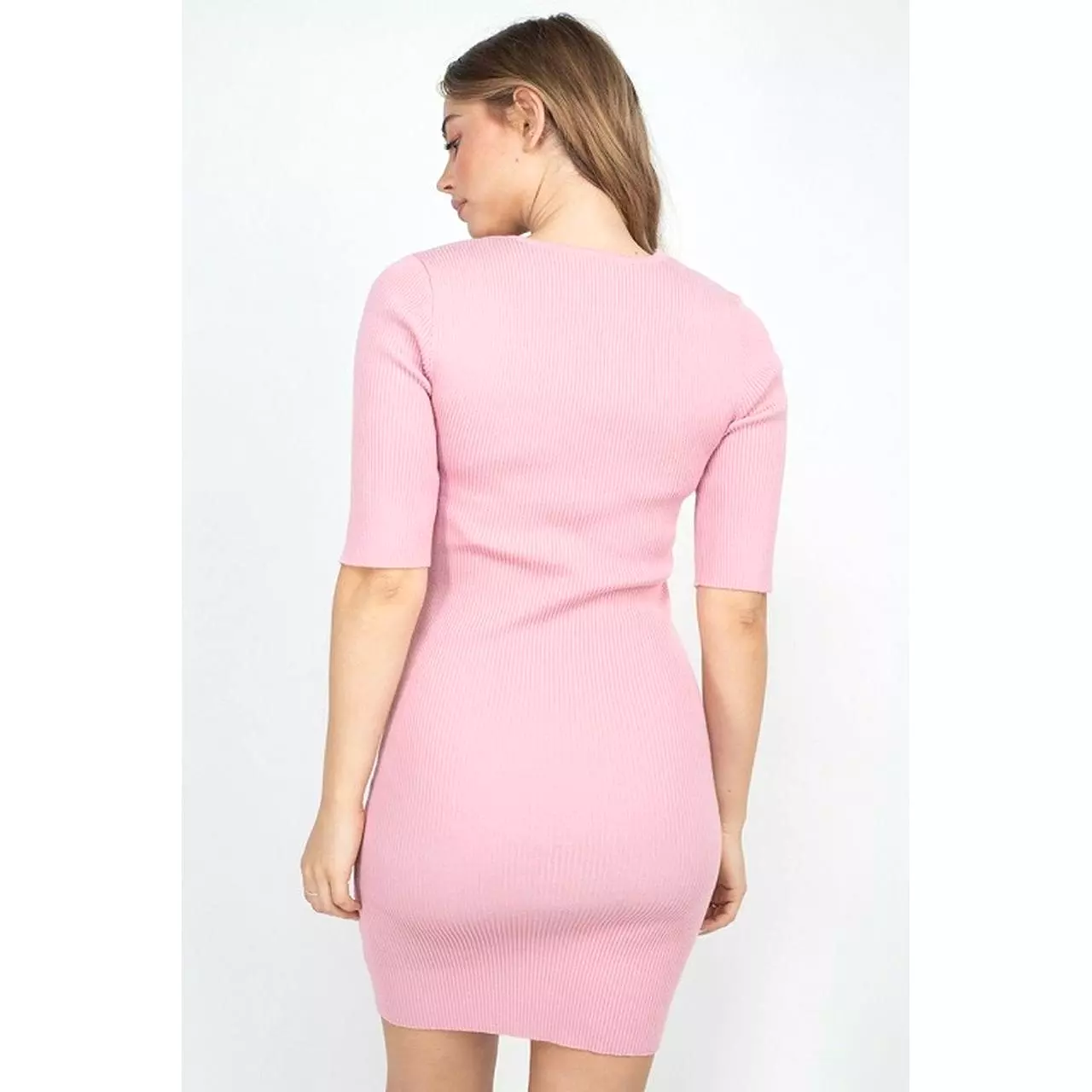 Short sleeve twist Knot knit dress