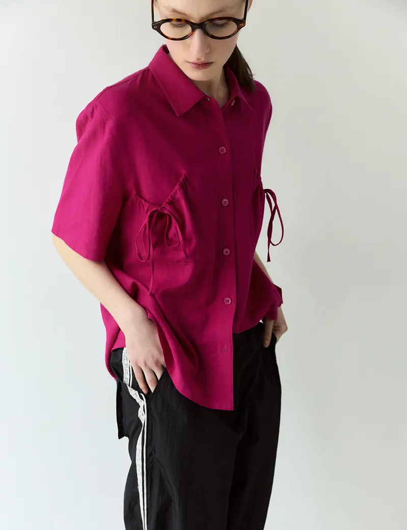 Sienne  |Street Style Plain Short Sleeves Shirts & Blouses