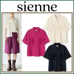 Sienne  |Street Style Plain Short Sleeves Shirts & Blouses