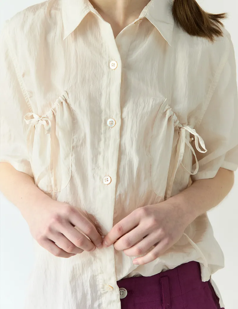 Sienne  |Street Style Plain Short Sleeves Shirts & Blouses